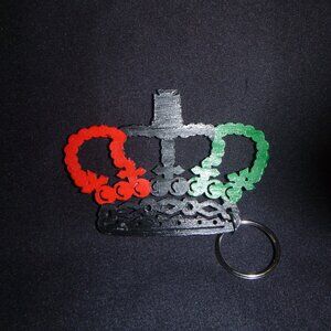 Handcrafted Red, Black & Green King Keychain
